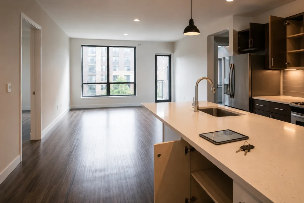 Immaculate vacant apartment unit ready for turnover inspection