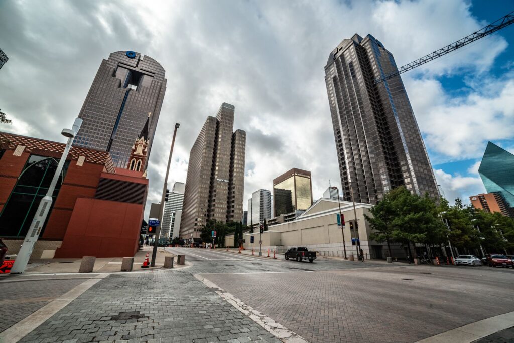 Downtown Dallas skyline with modern commercial towers
